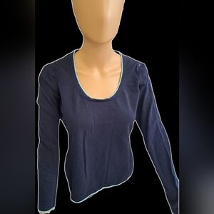 Harmont & Blaine Cotton Deep Blue Long Sleeve Tee